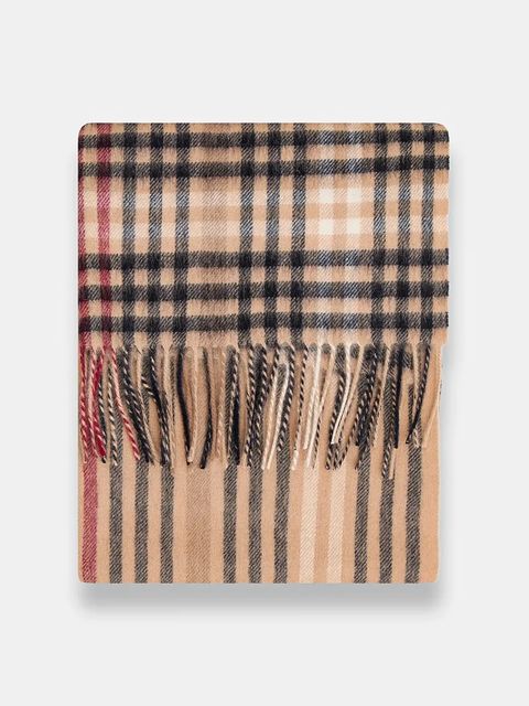 Barbour szalik wełniany kolor brązowy wzorzysty LSC0482 - zdjęcie produktu nr 2