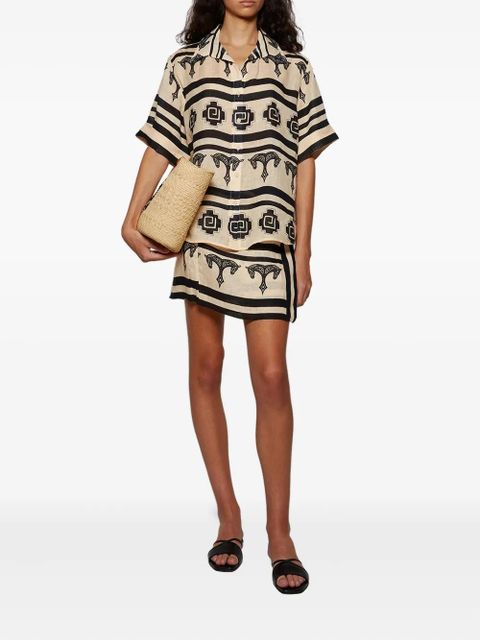 Johanna Ortiz La Creciente horse-print striped shirt - Neutrals