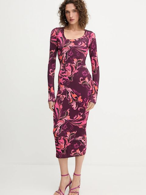 Versace Jeans Couture sukienka kolor bordowy midi dopasowana 79HAO920 JS500 - zdjęcie produktu nr 1