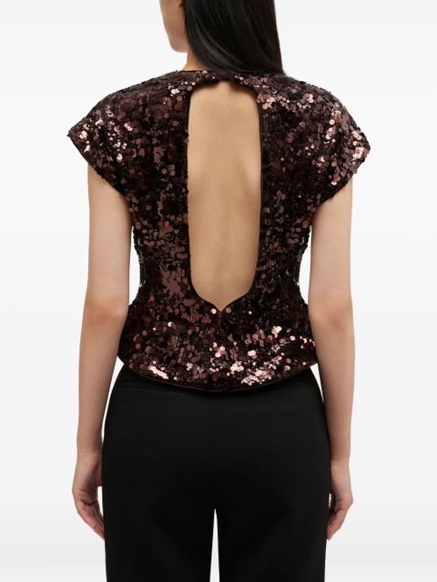 GANNI sequin-embellished blouse - Brown