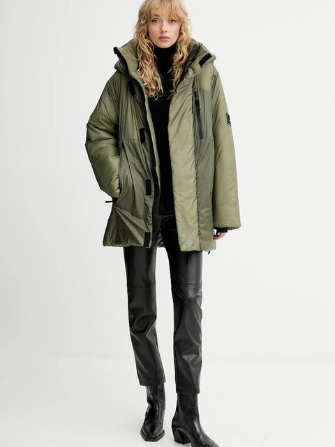 Rains kurtka 17240 Torna Insulated Long Jacket kolor zielony zimowa 17240