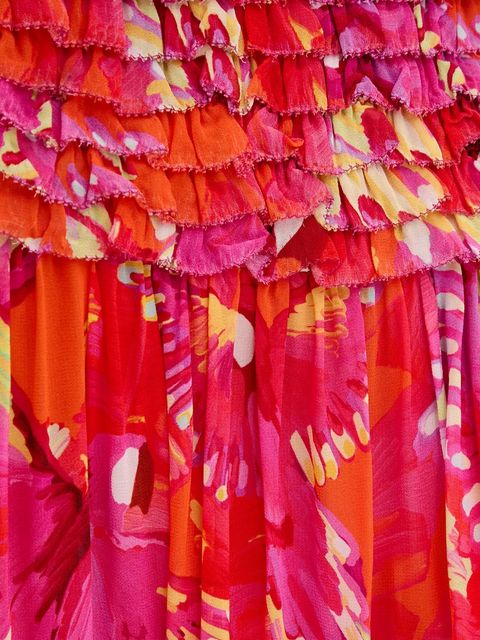 Farm Rio sukienka kolor czerwony midi rozkloszowana 336592