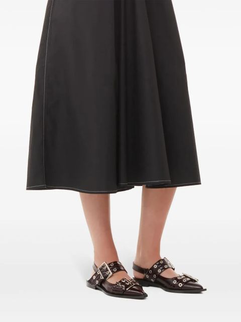 GANNI double-buckled faux-leather ballerina shoes - Red