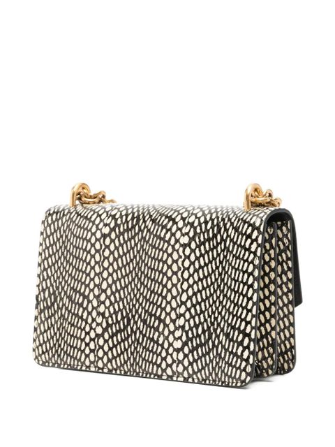 Valentino Garavani logo-plaque snakeskin shoulder bag - Black