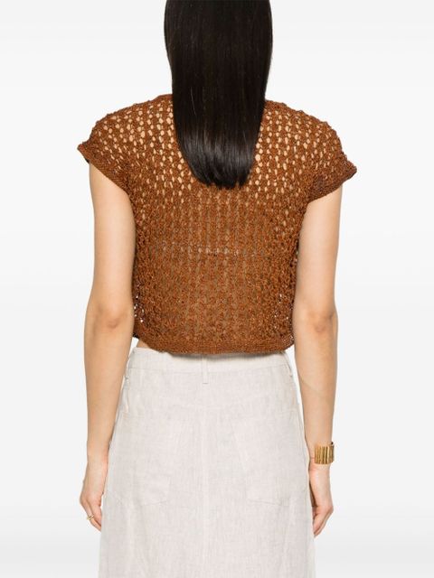 DRAGON DIFFUSION knitted leather top - Brown