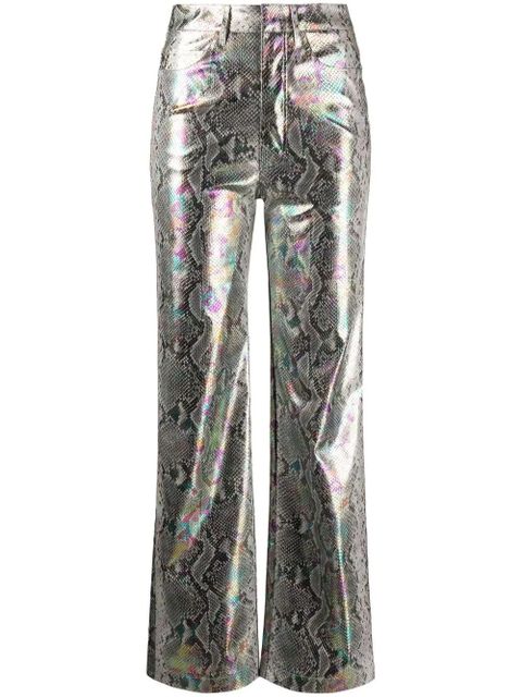 ROTATE BIRGER CHRISTENSEN holographic snakeskin-print trousers - Silver