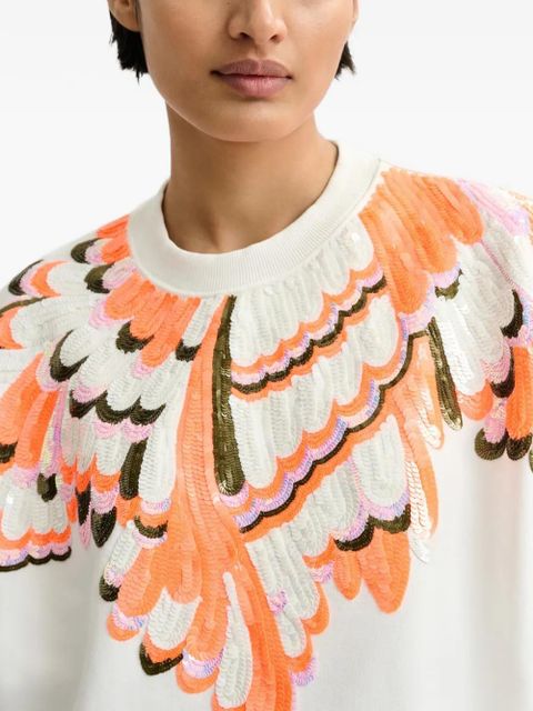 Essentiel Antwerp sequined peacock T-shirt - Neutrals