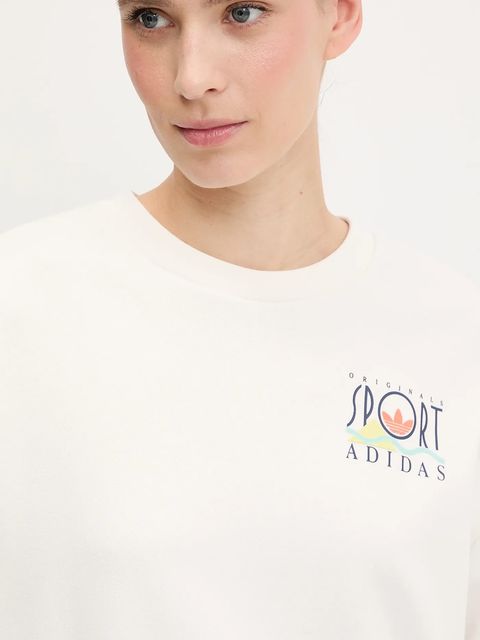 adidas Originals bluza bawełniana Graphic Sweat damska kolor biały z nadrukiem JC7769