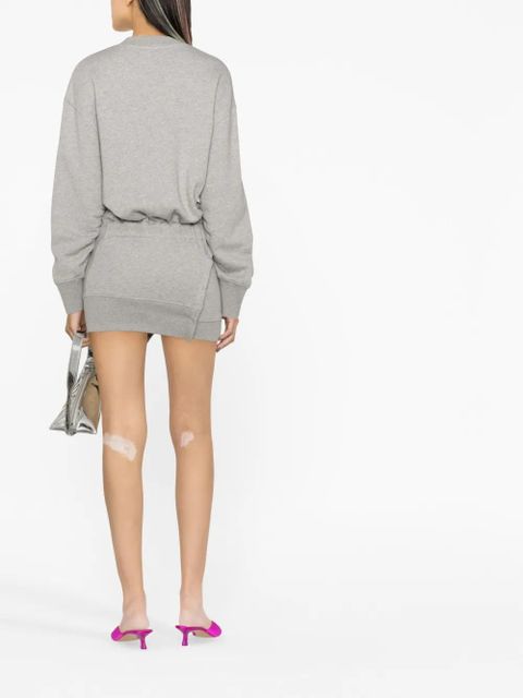 The Attico gathered-sleeve sweatshirt minidress - Grey