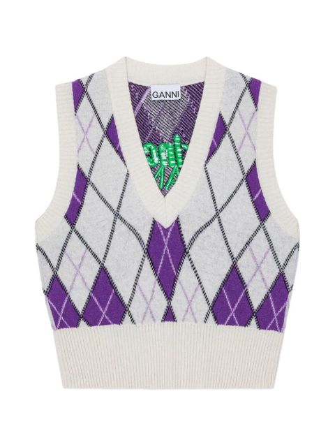 GANNI x Prince V-neck vest - Neutrals - zdjęcie produktu nr 1