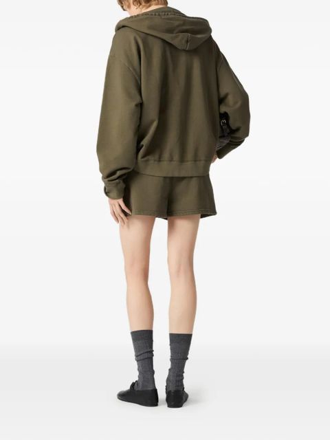 Miu Miu logo-embroidered hoodie - Green