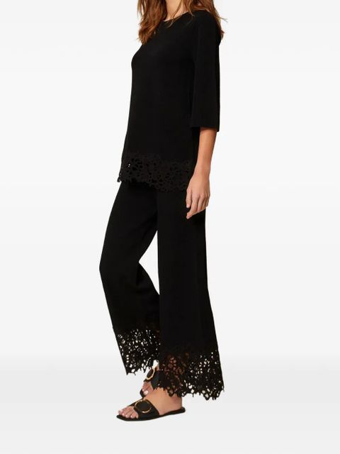 TWINSET lace-hem straight trousers - Black - zdjęcie produktu nr 2