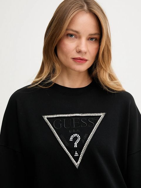 Guess bluza bawełniana RACHELE damska kolor czarny z aplikacją W5YQ04 KC8I0