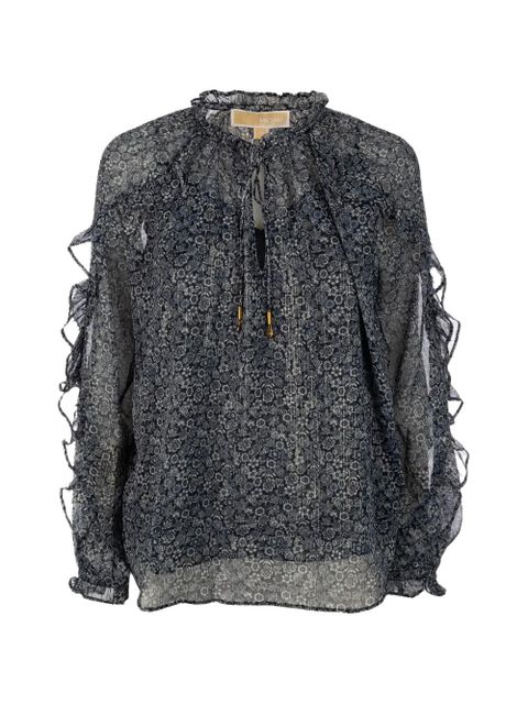 Michael Kors ruffled floral blouse - Blue - zdjęcie produktu nr 1