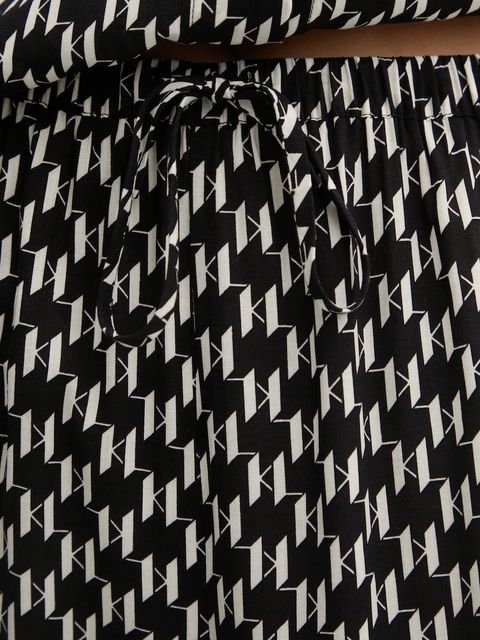 Karl Lagerfeld spodnie damskie kolor czarny szerokie high waist A1W46045