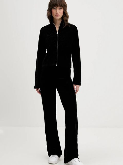 Hugo Blue bluza welurowa damska kolor czarny gładka 50549486 - zdjęcie produktu nr 2