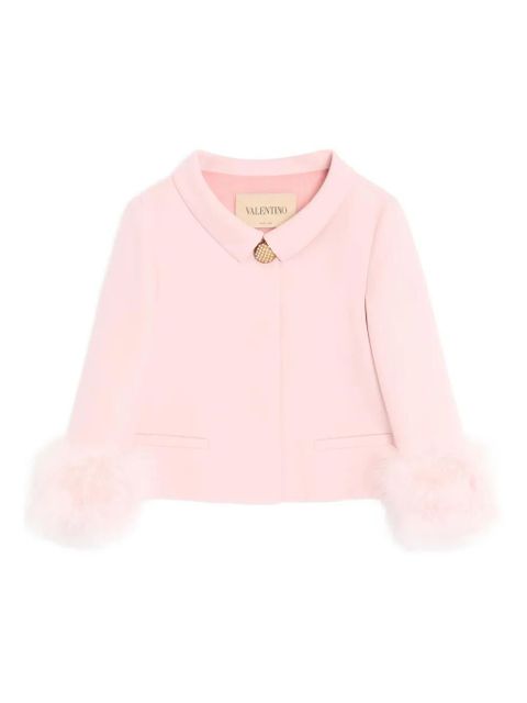 Valentino Garavani button-embellished feather-trim jacket - Pink - zdjęcie produktu nr 1
