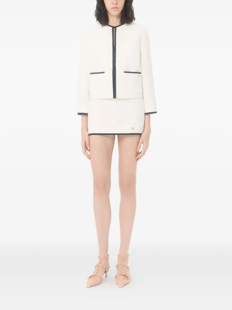 Valentino Garavani mini skirt in cotton tweed Canestrello - White - zdjęcie produktu nr 2