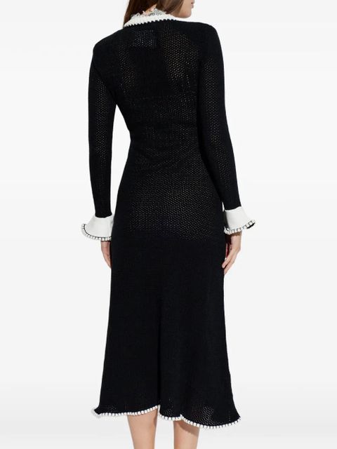 Self-Portrait buttoned crochet midi dress - Black