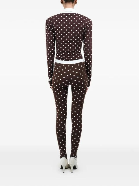 Rowen Rose polka-dots long-sleeves polo - Brown