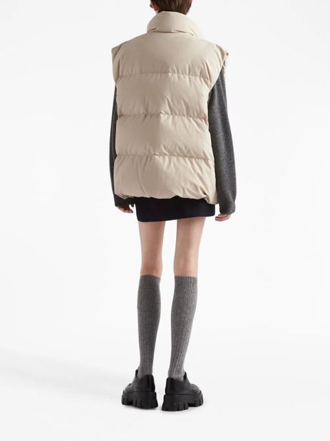 Prada logo-plaque padded vest - White