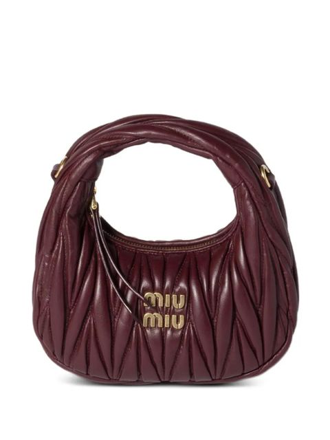 Miu Miu Wander matelassé nappa leather hobo mini-bag - Red - zdjęcie produktu nr 1