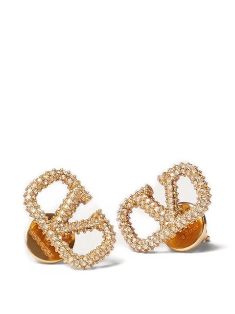 Valentino Garavani Vlogo Signature earrings in metal and Swarovski® crystals - Gold - zdjęcie produktu nr 1