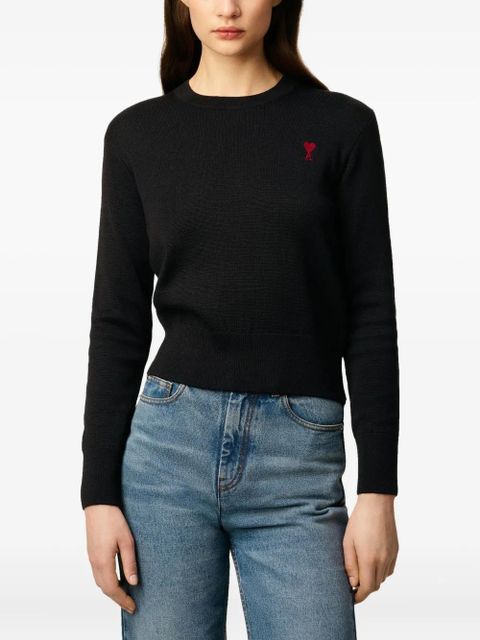 AMI Paris Ami De Coeur wool crew-neck sweater - Black