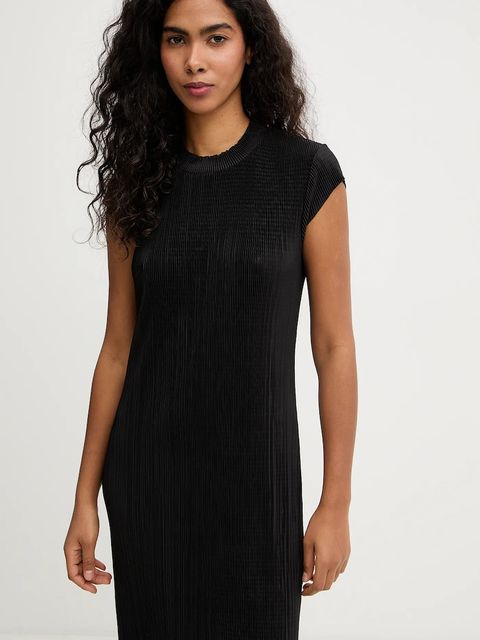 Calvin Klein sukienka kolor czarny midi rozkloszowana LV044E219G