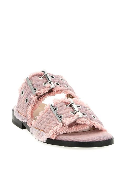 GANNI buckle-fastening fringed-trim sandals - Pink - zdjęcie produktu nr 2