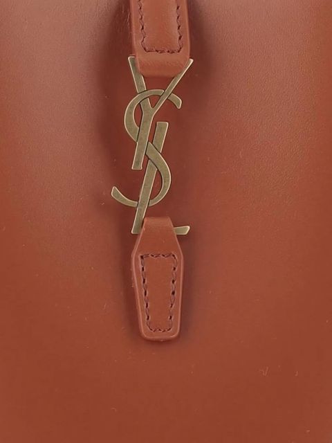 Saint Laurent mini Le 37 logo-plaque bucket bag - Brown