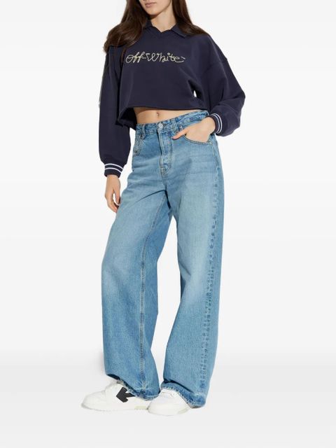 Off-White logo-embroidered polo sweatshirt - Blue