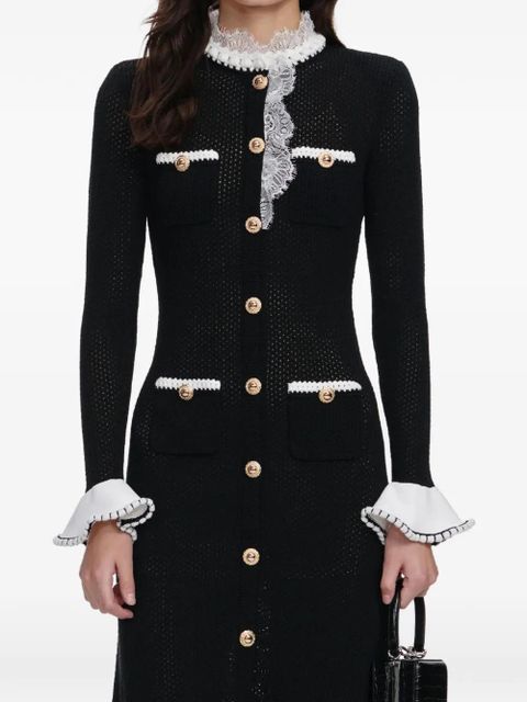 Self-Portrait lace collar button midi dress - Black