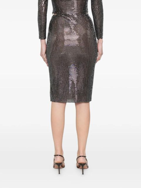 Self-Portrait embellished midi skirt - Black