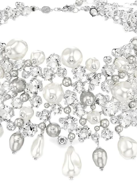 Swarovski Constella crystal-embellished faux-pearl necklace - Silver - zdjęcie produktu nr 2