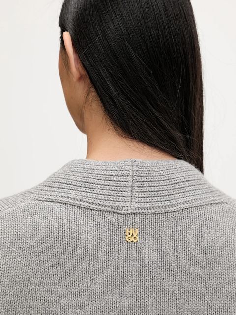 HUGO kamizelka z domieszką kaszmiru damskie kolor szary 50554059