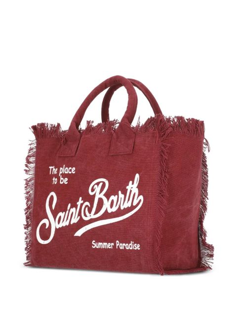 MC2 Saint Barth medium fringed logo-print tote bag - Red