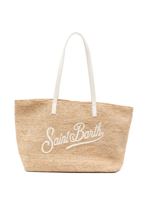 MC2 Saint Barth Raffia City logo-patch shoulder bag - Neutrals - zdjęcie produktu nr 1