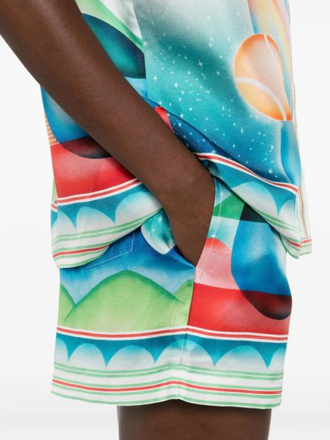 Casablanca Galaxy Court silk shorts - Blue