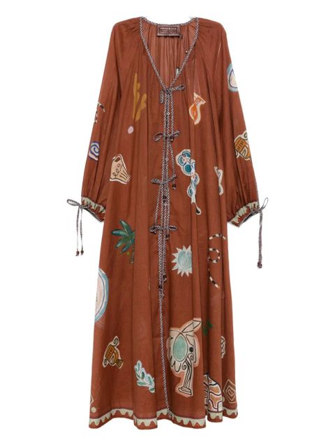 ALEMAIS x Lrnce Laurence tie-front printed shirt dress - Brown - zdjęcie produktu nr 1