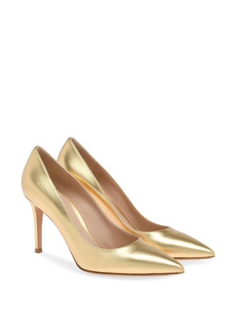 Gianvito Rossi 85mm leather pumps - Gold - zdjęcie produktu nr 2