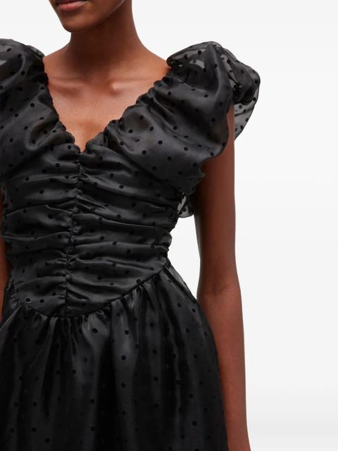 GANNI ruffled polka dot-pattern mini dress - Black