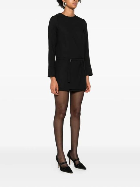 Eleh belted three-quarter sleeve mini dress - Black