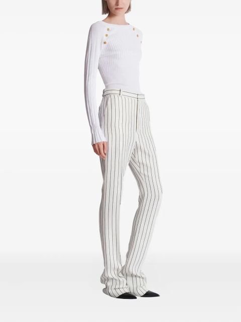 Balmain pinstripe flared-leg trousers - White
