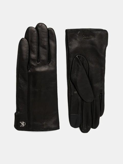 Calvin Klein rękawiczki skórzane damskie kolor czarny LV04F9011G - zdjęcie produktu nr 1