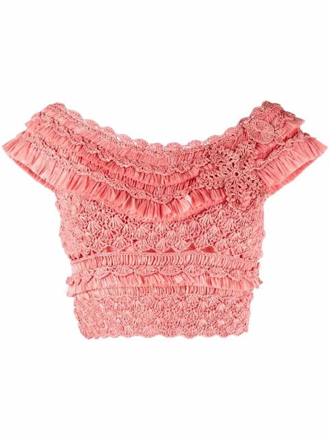 ZIMMERMANN crochet cotton crop top - Pink - zdjęcie produktu nr 1