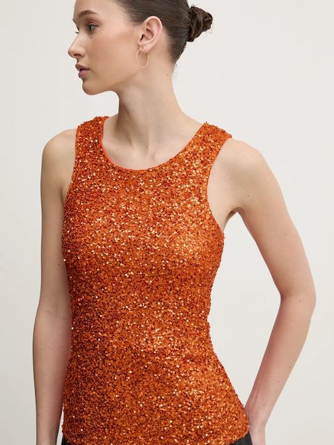 Never Fully Dressed top Rust Sequin kolor pomarańczowy NFDTO1615