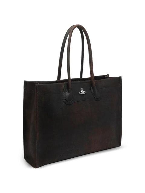 Vivienne Westwood Troy logo-plaque tote bag - Brown