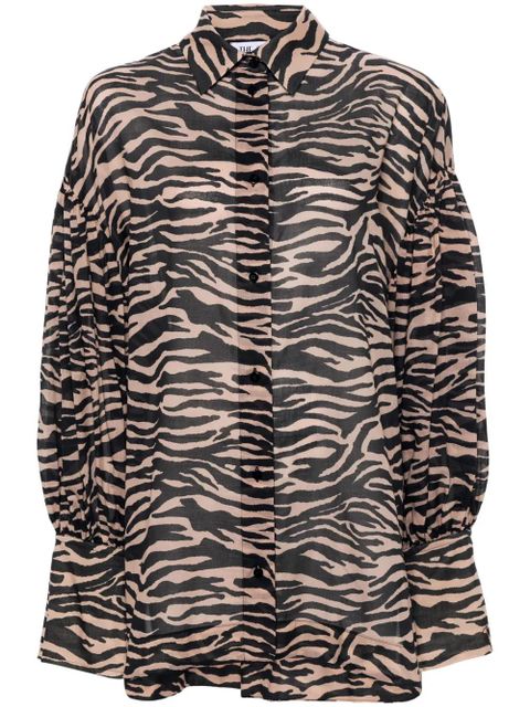 The Attico zebra-print cotton shirt - Brown - zdjęcie produktu nr 1
