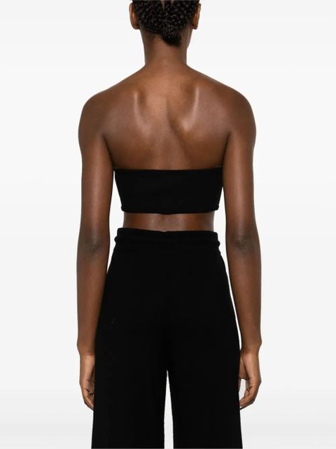 Max Mara floral-embroidered studded cropped top - Black